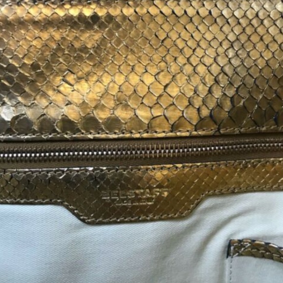 NWT Belstaff Satchel Shoulder Bag Purse Tote Gold - Picture 10 of 12